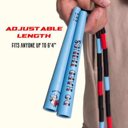 Elite Jumps - Do Hard Things Edge Beaded Jump Rope - For All Ages - Durable & Lightweight - 10ft Long Adjustable Rope - Tangle-Free - Shatterproof 1” Beads - Long Edge Handles - Graphite