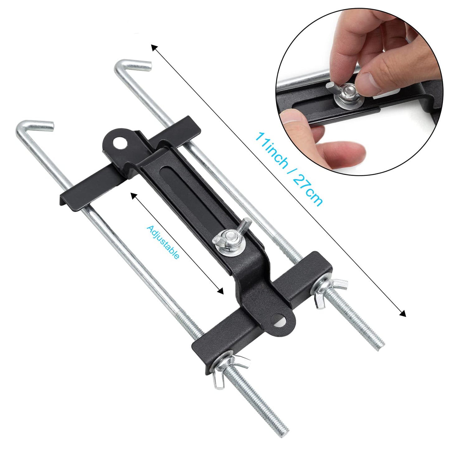 Aoerzn Premium Adjustable Battery Hold Down for Tray, Universal Adjustable Battery Crossbar with J Bolt, fit for SUV Car, Good Contact, Corrosion Resistance (11inches / 27cm bolts)