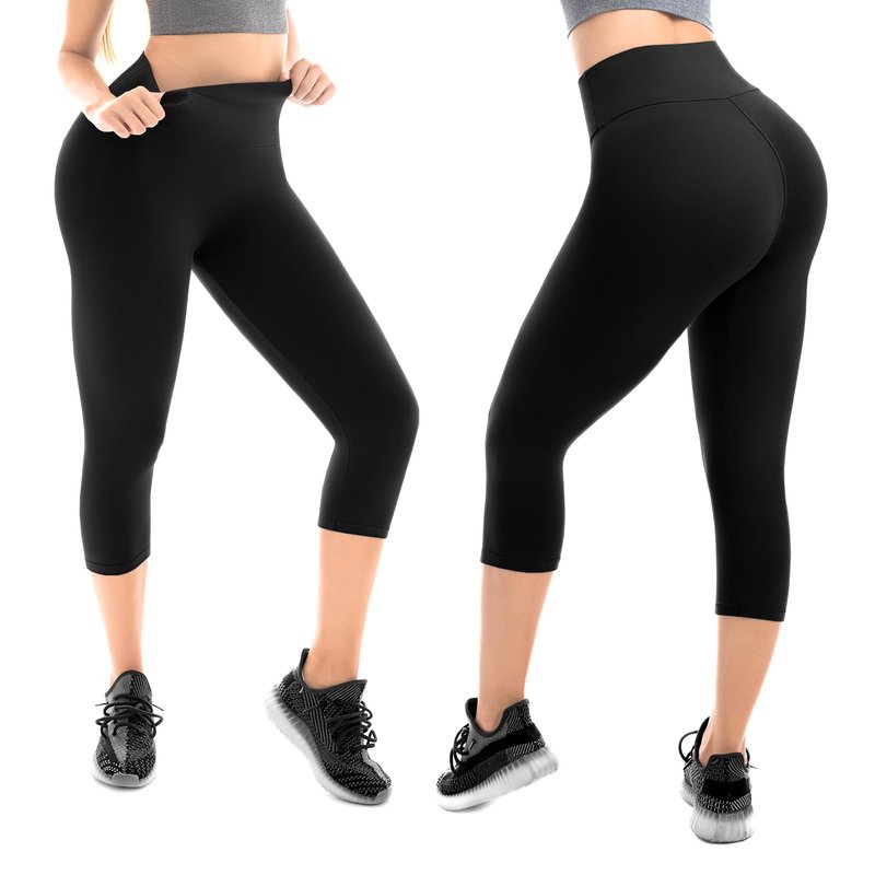 Walifrey Capri Leggings for Women, Buttery Soft High Waisted Leggings for Gym Yoga Workout (Black LXL)
