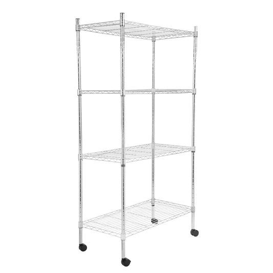 Whitmor 4 Tier Storage Shelves, Heavy Duty with Wheels, Adjustable Steel Organizer Wire Rack, 400 lbs Capacity per Shelf, Max 1600 lbs Total for Garage, Kitchen, Plant, 36" L x 14" W x 54" H, Chrome