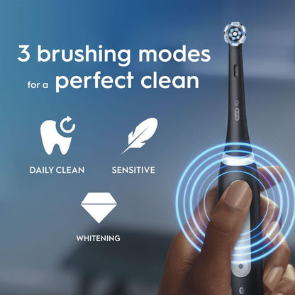Oral-B iO3 Electric Toothbrushes Adults, Oral B Electric Toothbrush, Gifts for him or her, 1 Toothbrush Head, 3 Modes With Teeth Whitening, Electric Toothbrush, 2 Pin UK Plug, Black
