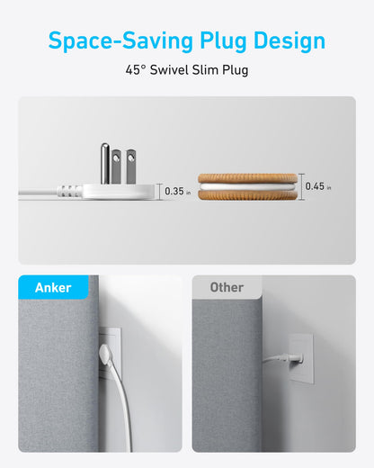 Anker Charging Station, 20W Max 8-in-1 USB-C Power Strip for iPhone 15/14 and MacBook Air/Pro, 5 ft Thin Cord with 4 AC, 2 USB-A, and 2 USB-C Ports, Fast Charging Desktop Charger for Travel, Office