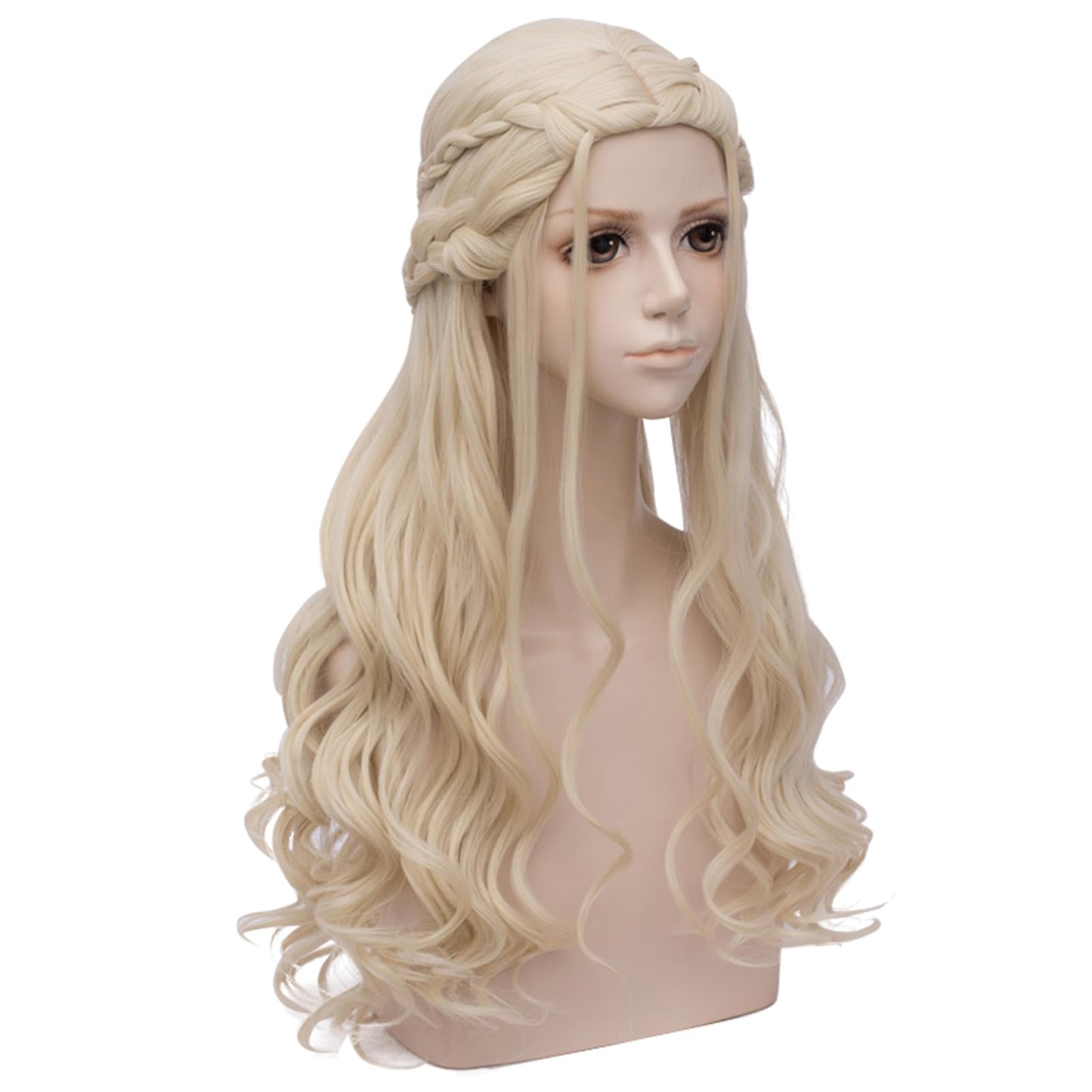 Probeauty Long Blonde Braid Wig Women Halloween Costume Cosplay Wig Cap ( Curly Braid B)