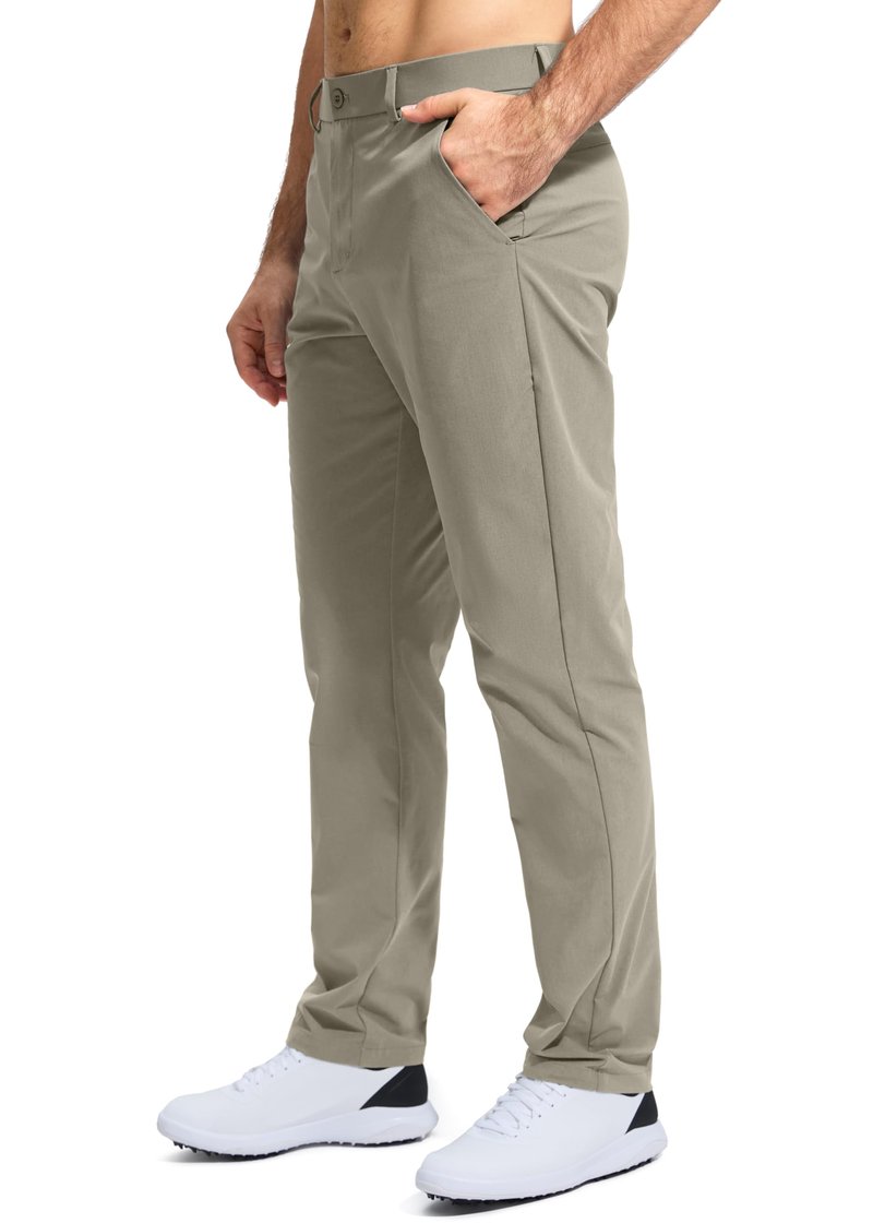 Pudolla Men's Golf Pants Work Dress Comfy Pants Casual Slacks Trousers with Pockets(Stone_Grey 40Wx30L)