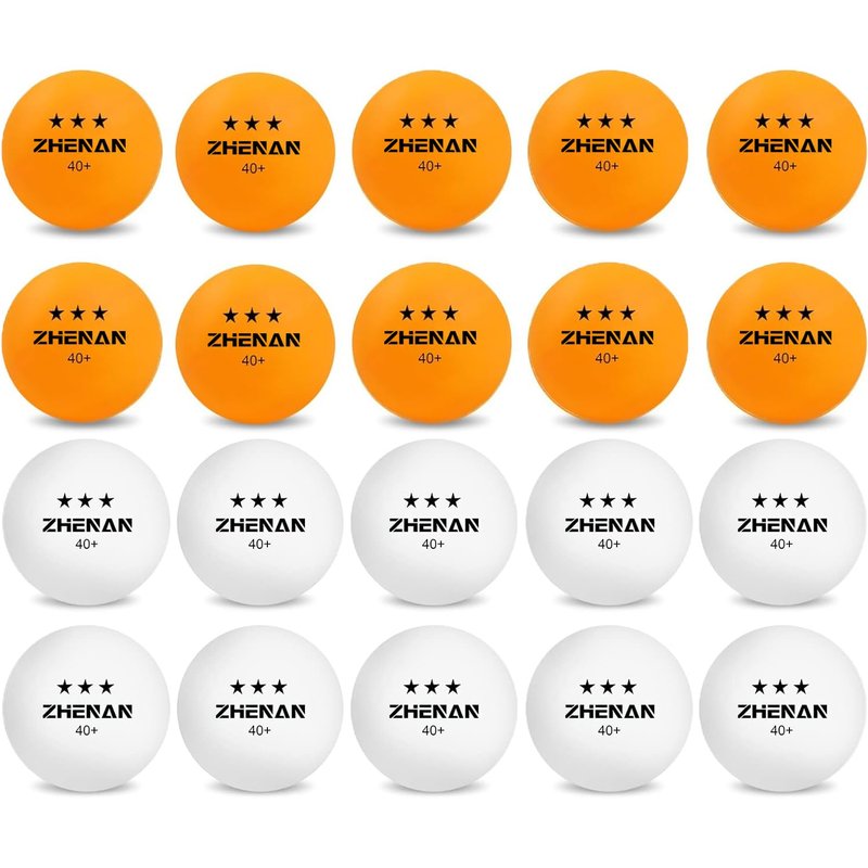 ZHENAN 20-Pack 3-Star 40+ New Material Ping Pong Balls,More Durable,Advanced Training Table Tennis Balls(White Practice Ping Pong Ball)，Competition and Recreational Play, Abs Ping Pong Ball