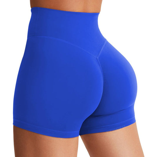YEOREO Women's Biker Shorts 3.6" / 4.5" / 6" Workout Gym Shorts High Waist Tummy Control Hidden Scrunch Running Yoga Blue