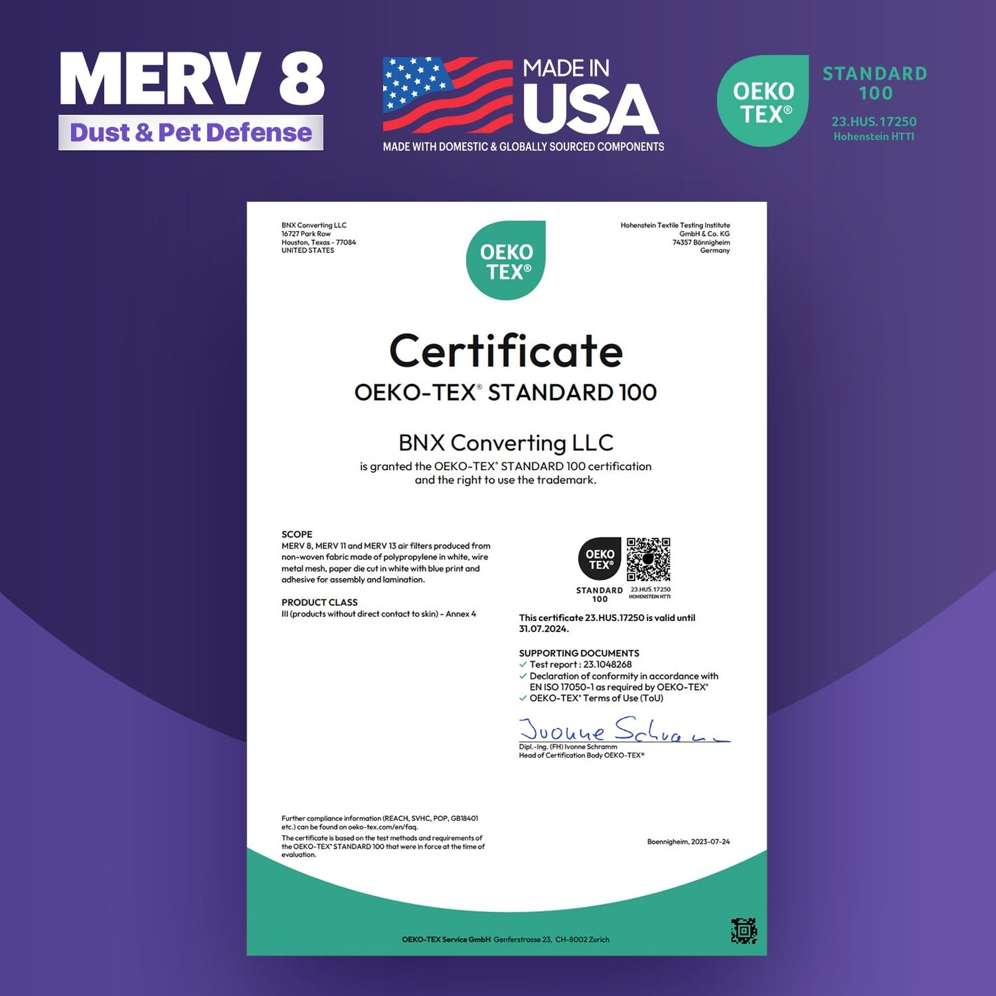 BNX TruFilter 14x18x1 Air Filter MERV 8 (6-Pack) - MADE IN USA – Dust & Pet Defense Electrostatic Pleated Air Conditioner HVAC AC Furnace Filters for Dust, Pet, Mold, Pollen MPR 600 – 700 & FPR 5