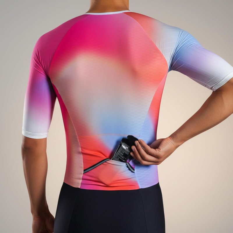 Men’s Triathlon Suit | Short Sleeve Quick-Dry Racing Tri Suit with Padded Zipper Pocket