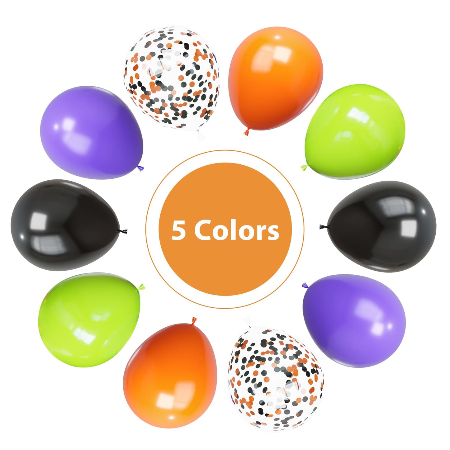 Halloween Balloons Set, 50Pcs 12Inch Black Orange Purple Green Balloons Kit, Black and Orange Latex Balloons for Birthday Halloween Party Decorations