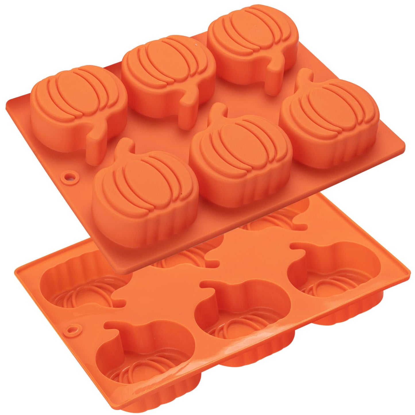 Silicone Pumpkin Molds, 2 Pack Pumpkin-Shaped Cake Molds Thanksgiving Oreo Molds Muffin Cupcake Pan Hot Chocolate Bomb Mold for Halloween Thanksgiving Fall Baking and Wax Melts Soap Making