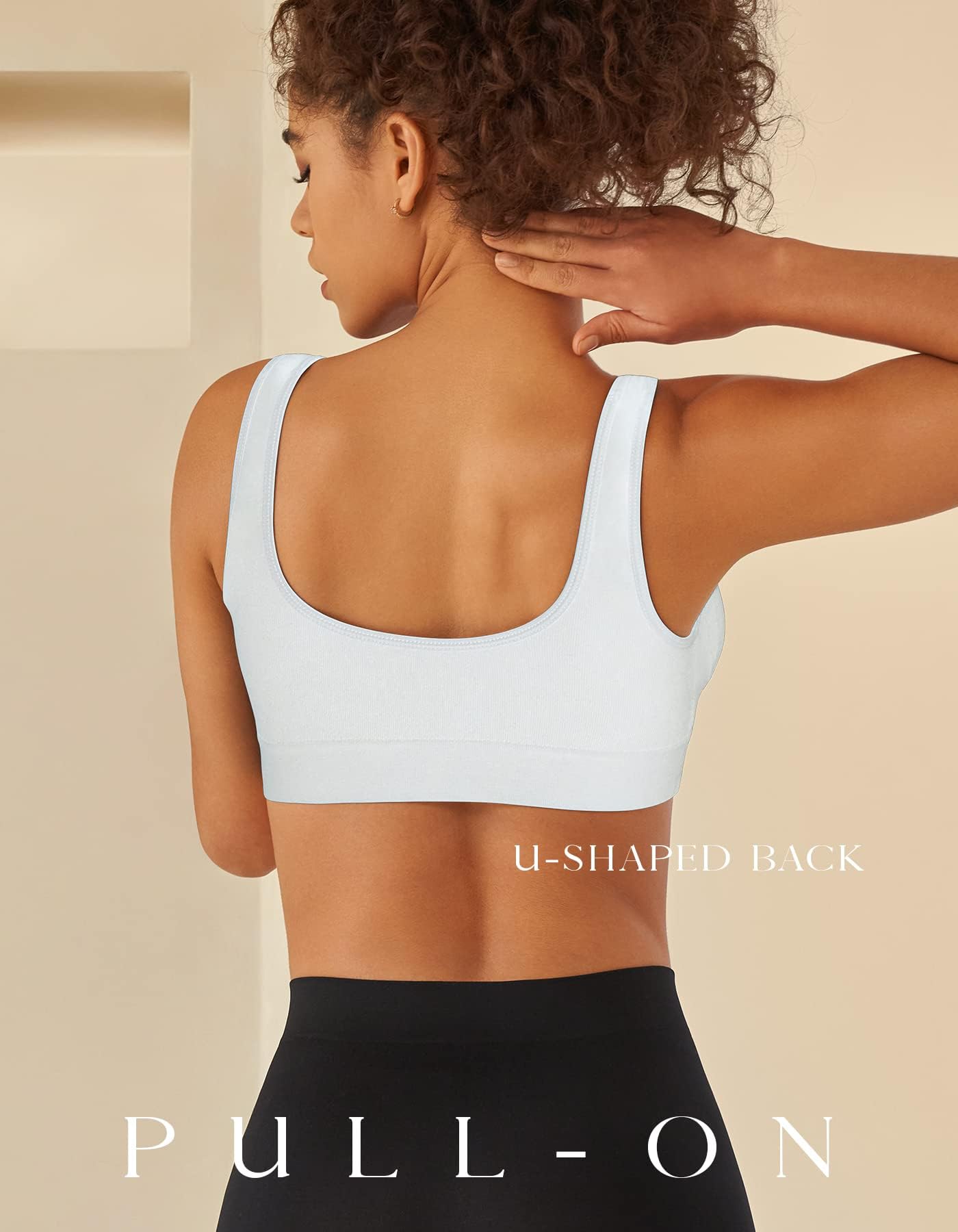 SIMIYA Super Comfort Bra, Womens Sports Bras Removable Pads Plus Size Sleep Bras for Girls in Yoga Bralette Leisure Stretch Crop Tops Vest (XL, 2 Pack Black+White)