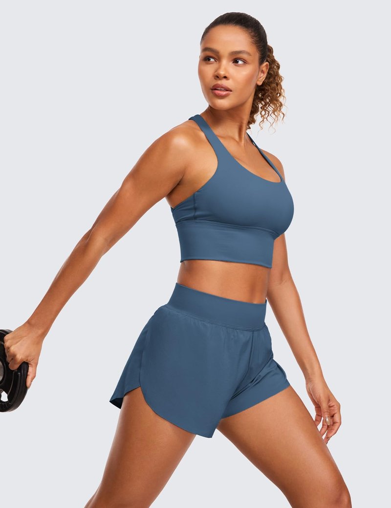 CRZ YOGA High Waisted Split Running Shorts for Women 3" - Comfy Mesh Liner for Workout Athletic GymTrack Quick Dry Stelindigo X-Large