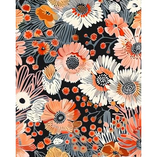 Dark Floral Peel and Stick Wallpaper Vintage Black Contact Paper Colorful Flower Wall Mural Home Vinyl Waterproof Self Adhesive Removable Renter Friendly Wall Paper 17.5" x 118"