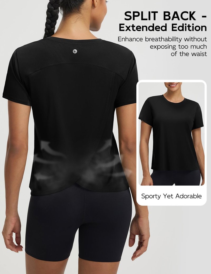 baleaf Women's Short Sleeve Workout Shirts Athletic Tops Sun Protection Breathable T-Shirts Quick Dry Gym Running Tennis