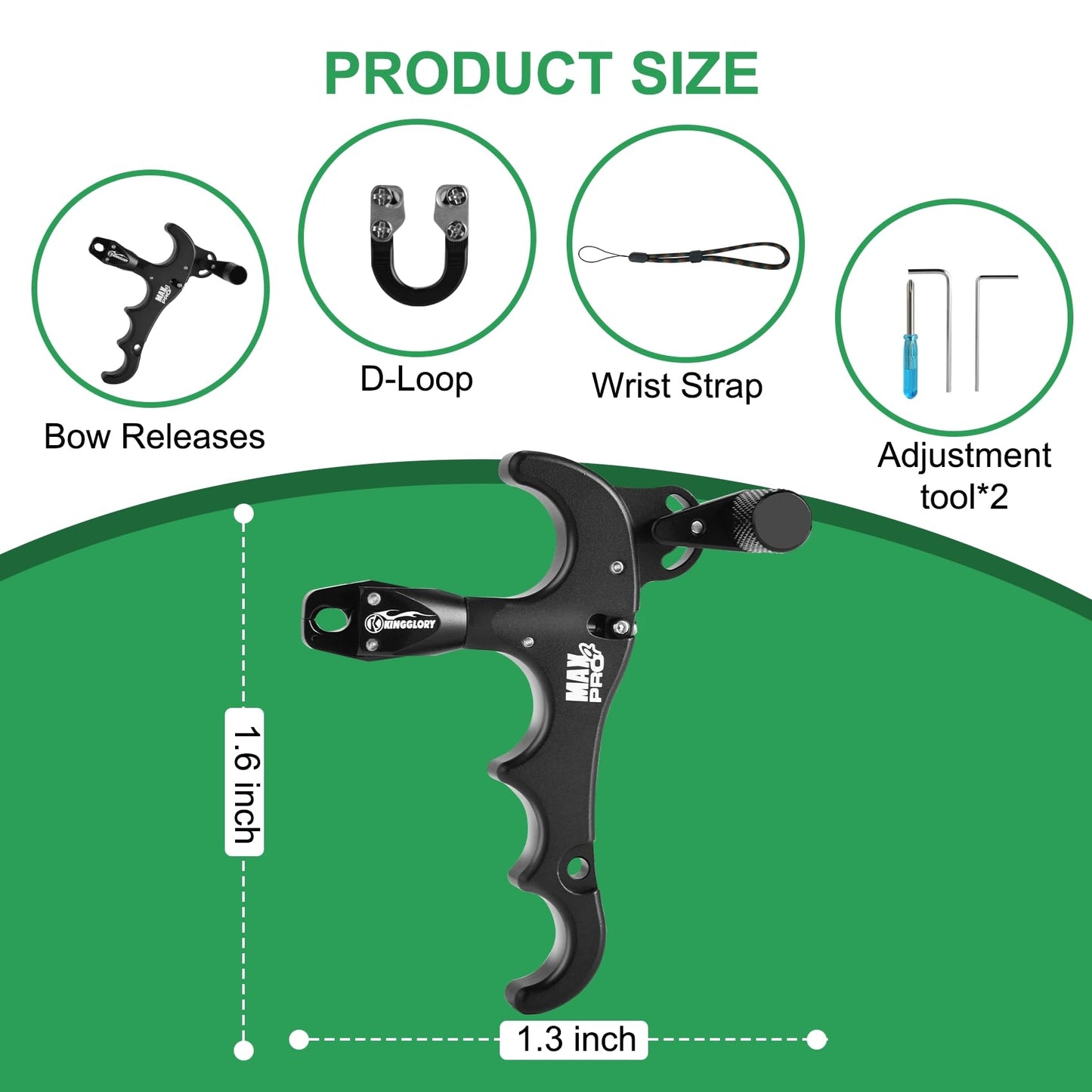 Ruirgo Thumb Release Bow Aid for Compound Bow, 360° Rotatable Archery Release Aid, Adjustable Trigger & Length, Ambidextrous for Adults Hunting & Target Practice, Silver