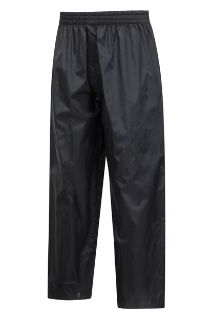 Mountain Warehouse Pakka Kids Waterproof Over Trousers - Taped Seams Rain Pants, Lightweight, Rip-Stop, Packaway Bag - for Autumn Winter, Walking, Travelling Black Kids Size 11-12 Years