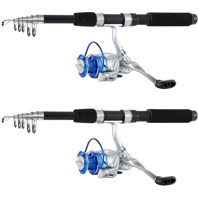 Tripquips Fishing Pole Combo, 6.9ft 2Pcs Telescopic Rods Set, Collapsible Fishing Rods, 2PCS Spinning Reel Set with Carrier Bag Freshwater Fishing Rod and Reel Combos Kits(Blue Fishing Combos)