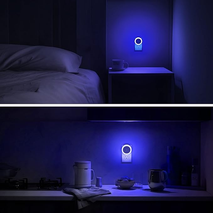 Briignite 2 Pack Blue Night Light, LED Night Light for Kids & Adults, Plug In, 60LM, 0.6W
