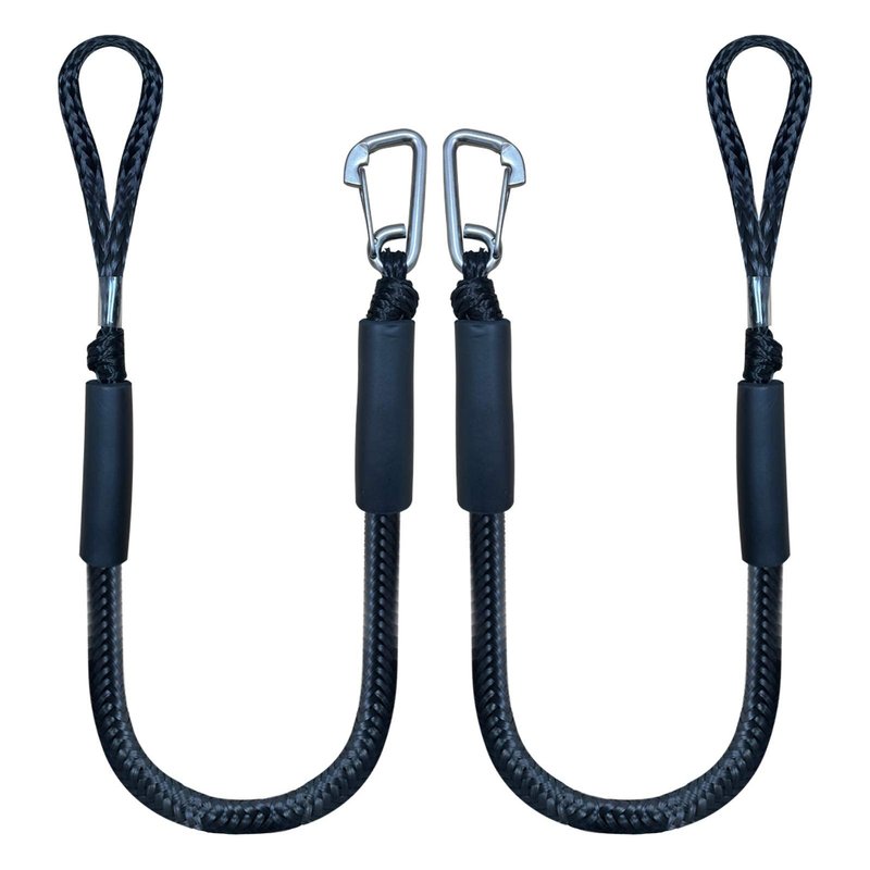 4 Feet Bungee Dock Line Mooring Rope 2-Pack for Docking with Stainless Steel Clip Accessories for Boats PWC, Built in Snubber, Kayak, Watercraft,SeaDoo,Jet Ski, Pontoon, Canoe, Power Boat
