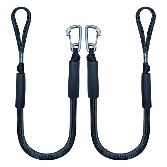 4 Feet Bungee Dock Line Mooring Rope 2-Pack for Docking with Stainless Steel Clip Accessories for Boats PWC, Built in Snubber, Kayak, Watercraft,SeaDoo,Jet Ski, Pontoon, Canoe, Power Boat
