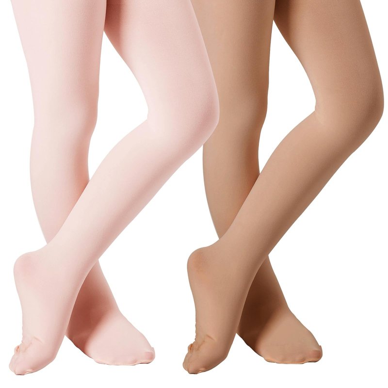 DIPUG Girls Pink Tights Toddler Dance Footed Kids Ballet School Uniform Opaque Stockings 3t 4t 5t