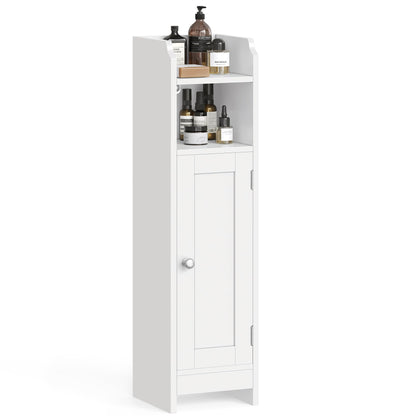 VASAGLE Slim Bathroom Floor Storage Cabinet with Door and Shelves, Freestanding Bathroom Storage Unit, Narrow Bathroom Toilet Paper Storage Cabinet, Adjustable Shelves, White BBC310W01
