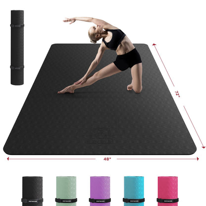 HAPBEAR Extra Large Yoga Mat - 72"x48"/78"x54", 1/4" & 1/3" Thick, Non-Slip, Durable, Eco-Friendly, Wide Exercise Mat for Home Workouts, Yoga, Pilates, Stretching, Meditation (Barefoot Exercise)