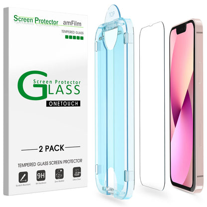 amFilm Auto-Alignment OneTouch for iPhone 16 [6.1''] Screen Protector + Camera Lens Protector, Tempered Glass, 30 seconds Installation, Bubble Free, Case Friendly, Anti-Scratch [2+2 Pack]