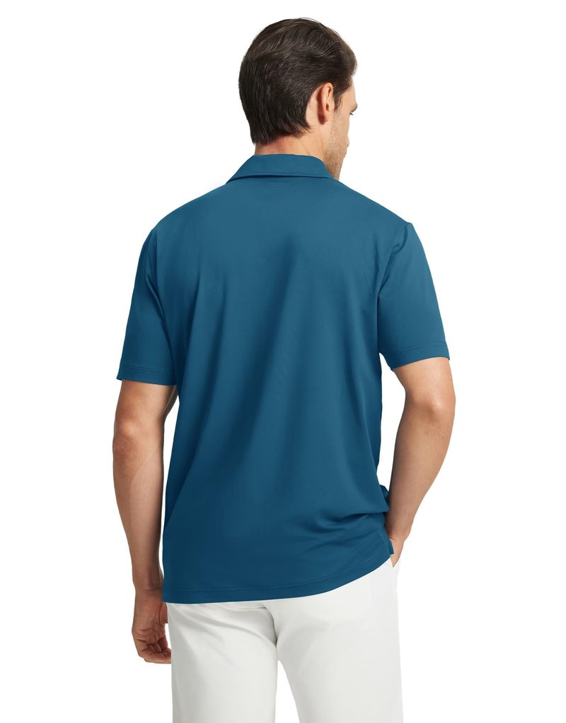 M MAELREG Golf Shirts for Men Dry Fit Moisture Wicking Lightweight Chest Striped Solid Casual Polo Shirts for Men Blue