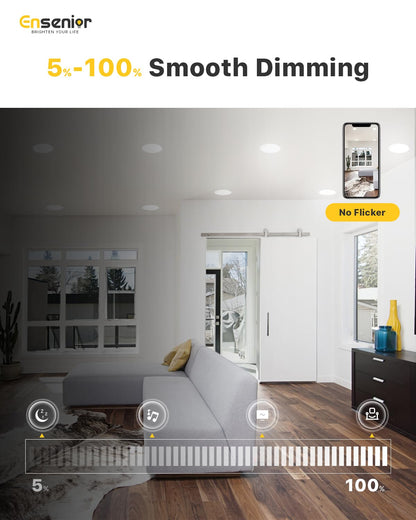 Ensenior 16 Pack 4 Inch LED Recessed Ceiling Light, Dimmable, 4000K Cool White, 750LM 9W 120V, High Brightness Canless Wafer Downlight - ETL&FCC&IC