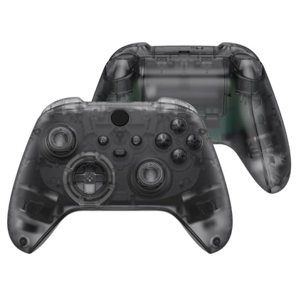 eXtremeRate Full Set Shell Buttons for Xbox Series X & S, Clear Black Replacement Side Rails Grips Front Back Plate Cover for Xbox Core Wireless Controller [Controller NOT Included]
