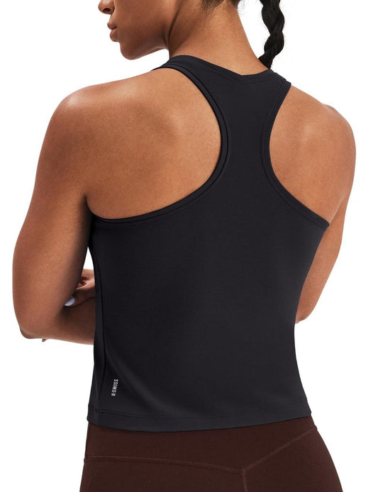K-Swiss Women's Yoga Tank Tops - Wortkout Top Racerback Sleeveless Waist-Length Slim Fit Gym Athletic Tanks