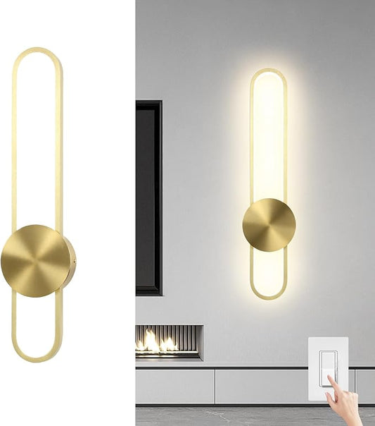 JAYMP Modern Wall Sconce Dimmable LED Wall Light Fixture, Hardwired Wall Lamp for Living Room, Dining Room, Bedroom, Hallway, Lobby, Entryway (Brushed Gold, H56cm/22inch)