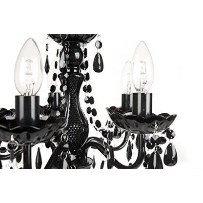 Tadpoles 5-Bulb Vintage Chandelier - Black Onyx | 20" x 18" x 17" | Hardwired Installation | Uses Five 25-Watt E12 Candelabra Bulbs | Faux Crystal Chandelier with Acrylic & Glass Beads