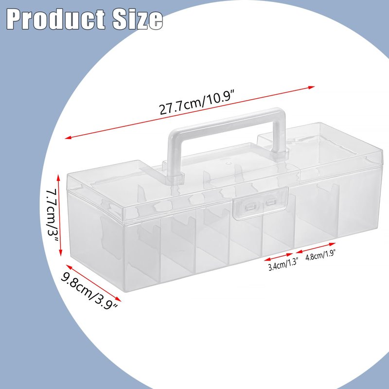 OwnMy 2 Plastic Trading Card Storage Boxes Clear Plastic Card Storage Cases with Dividers, Portable Baseball Cards Organizer Box for Football Sports MTG TCG Cards