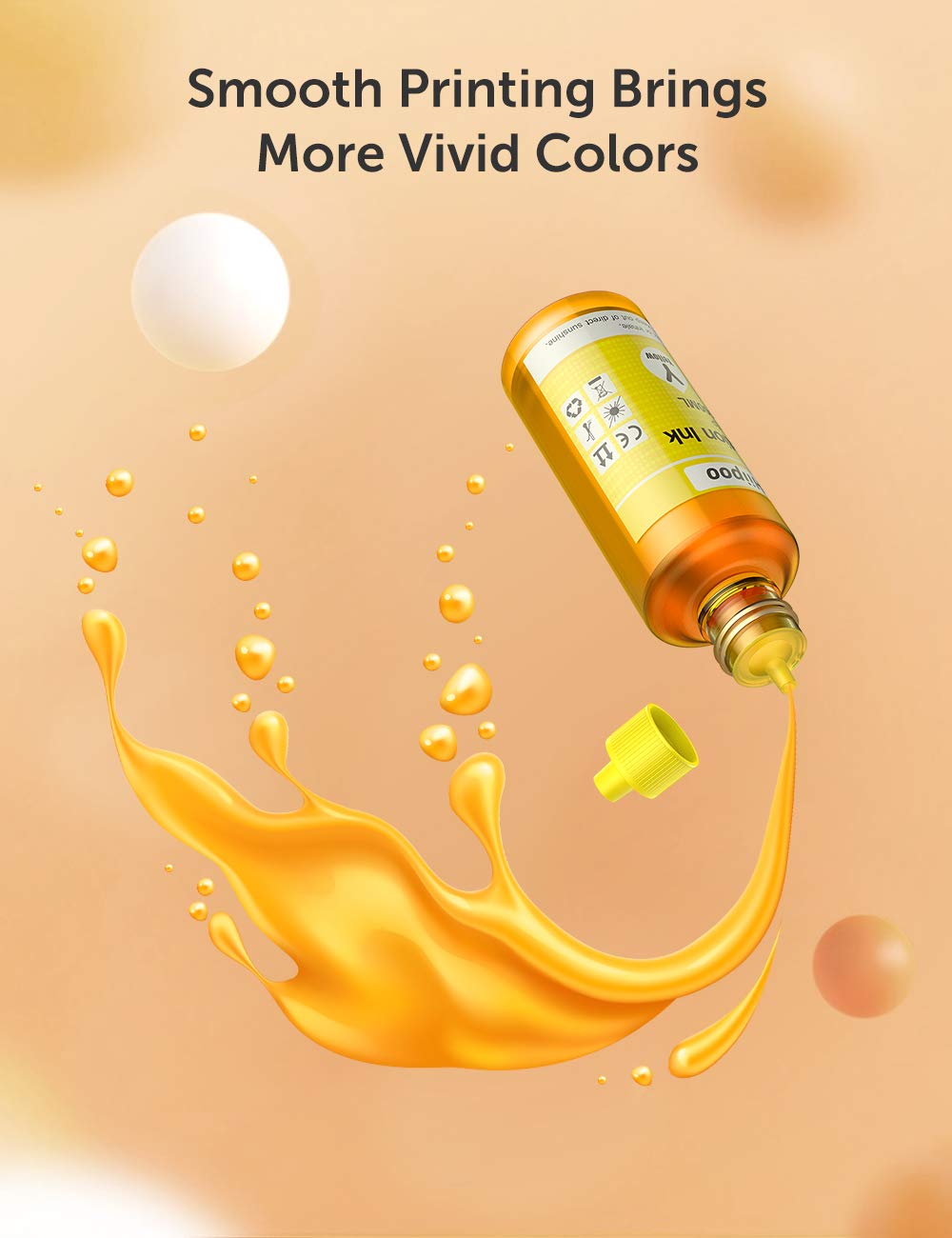 Hiipoo Sublimation Ink Refilled Bottles Work with WF7710 ET2760 ET2720 ET2803 ET2800 ET15000 C88 C88+ Inkjet Printer Heat Press Transfer on Mugs Plates T-Shirts Pillows Phone Case