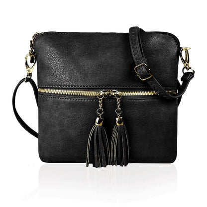 Woodland Leathers Crossbody Bag, Faux Leather Small Shoulder Bag With Adjustable Strap, Women's Messenger Bag (Black)