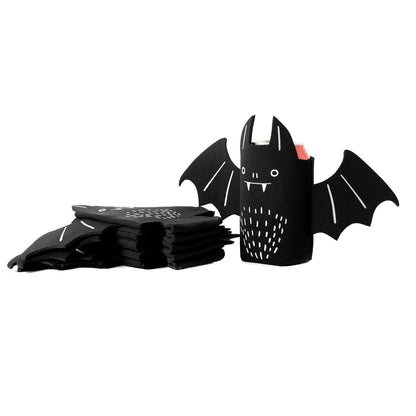 6 Pack Cute Can Coolers Sleeves, Cute Insulated Neoprene Standard Can Covers for Beer, Soda & Drinks, Holiday Party Decorations, Non-Slip Drink Holders for Christmas, New Year (Black Bat)