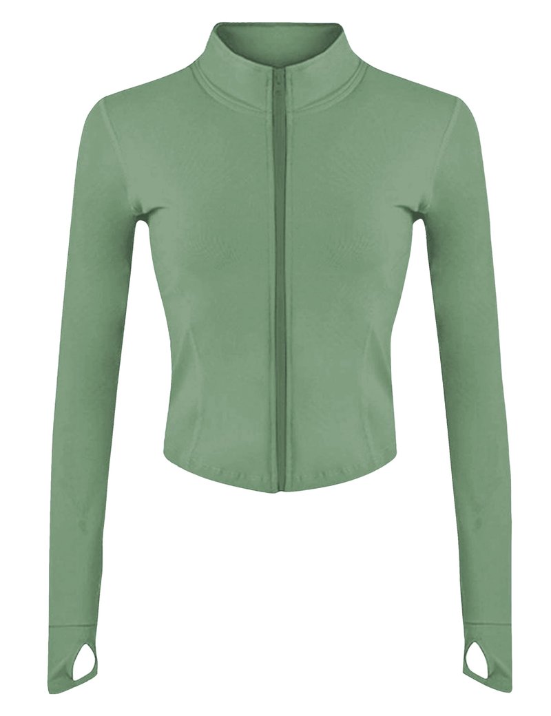 Lviefent Womens Lightweight Full Zip Running Track Jacket Workout Slim Fit Yoga Sportwear with Thumb Holes (Green-XS)