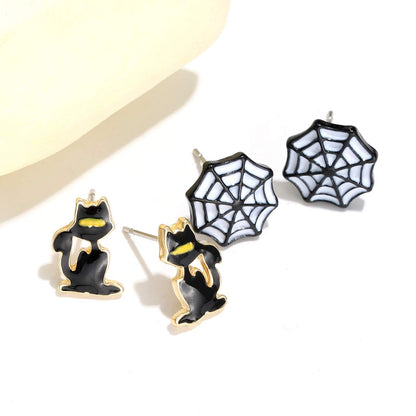 9 Pairs Halloween Earrings for Women Spider Web Pumpkin Ghost Bat Stud Earrings Halloween Outfits Accessories Costume Party Favors (9 Pairs halloween Earings Studs)