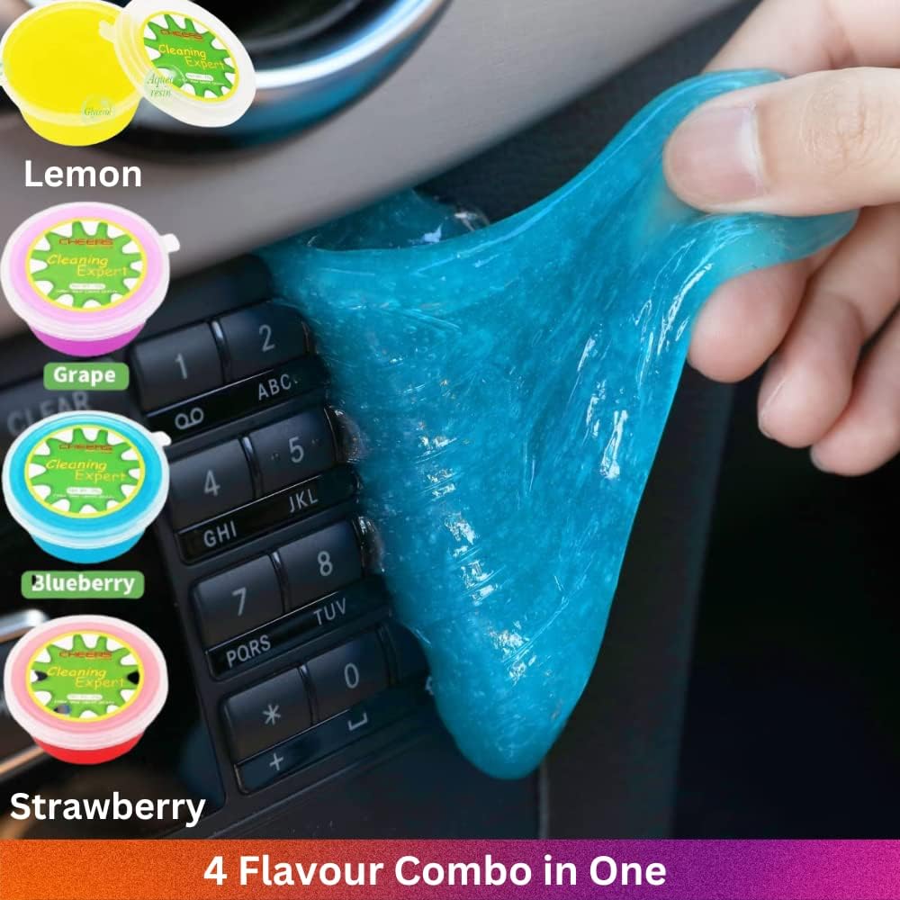 Car Cleaning Gel (Big 4-Pack) 280g - Car Slime Cleaner for Car Interior, Car Cleaning Putty for Car Accessories, Car Detailing Kit, Air Vents, Keyboards, PC, Laptop - Car Accessories for Women