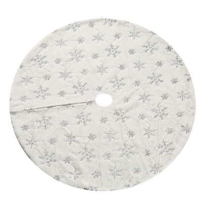 Christmas Sequin Tree Skirt 36in,White Soft Thick with Silver Snowflakes Decorations for 5FT 6FT 7FT Xmas Tree