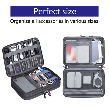 Electronic Cable Organizer Bag - Portable Travel Double Layers Electronic Digital Accessories Storage Pouch Bags for SD Card Case, USB Flash Drive,Charging Cords, USB Charger, Mini Tablet
