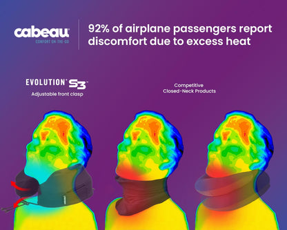 Cabeau Evolution S3 Travel Pillow - Straps to Airplane Seat - Ensures Your Head Won't Fall Forward - Relax with Plush Memory Foam - Quick-Dry Fabric Keeps You Cool and Dry Jet Black