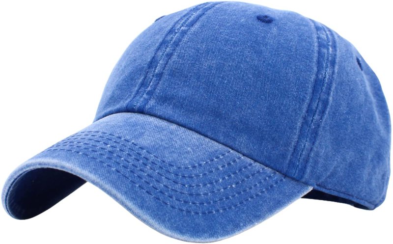 KB-PG-Low Washed Royal Blue Original Classic Low Profile Cotton Hat Men Women Baseball Cap Dad Hat Adjustable Unconstructed Plain Cap