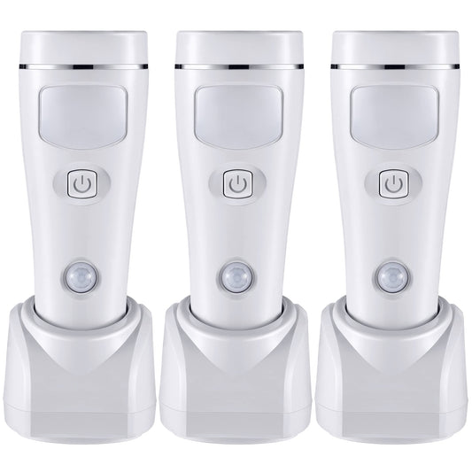 Enhon 4 in 1 LED Emergency Lights for Home Power Failure, 3 Pack Rechargeable Plug in Flashlight Motion Sensor Night Light, Automatic Turn On Power Outage Light for Home Hurricane Supplies(White)