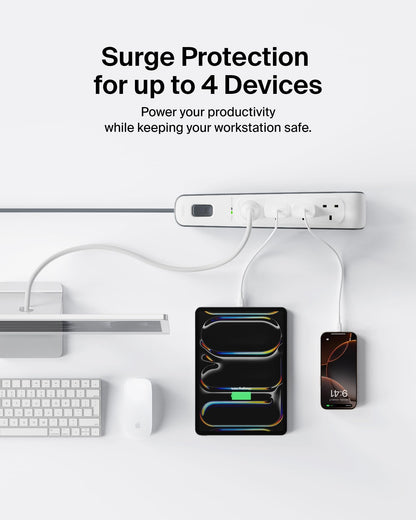 Belkin 4 Way/4 Plug 2 m Surge Protection Extension Lead Strip, White