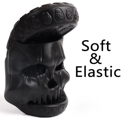 Skull Slides Sandals for Men Women,Non Slip Sport Sandals Cloud Cloudies Slides Slippers,Open Toe Slip on Comfy Beach Halloween Slides Shower House Home Indoor Outdoor Thick Soft Shoes Black Size