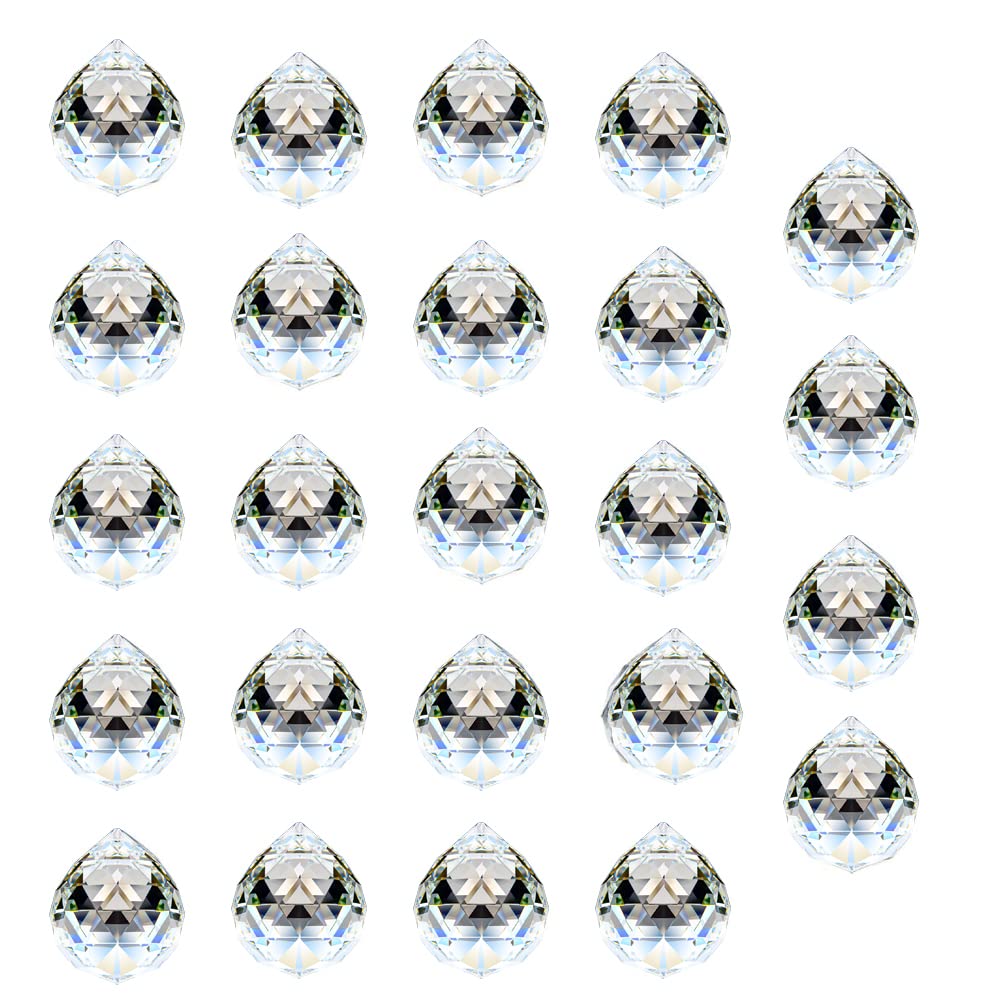 Crystal Ball Prism Pendant Glass Chandelier Hanging Pendant Feng Shui Wedding Home Window Décor (20mm-24pack)