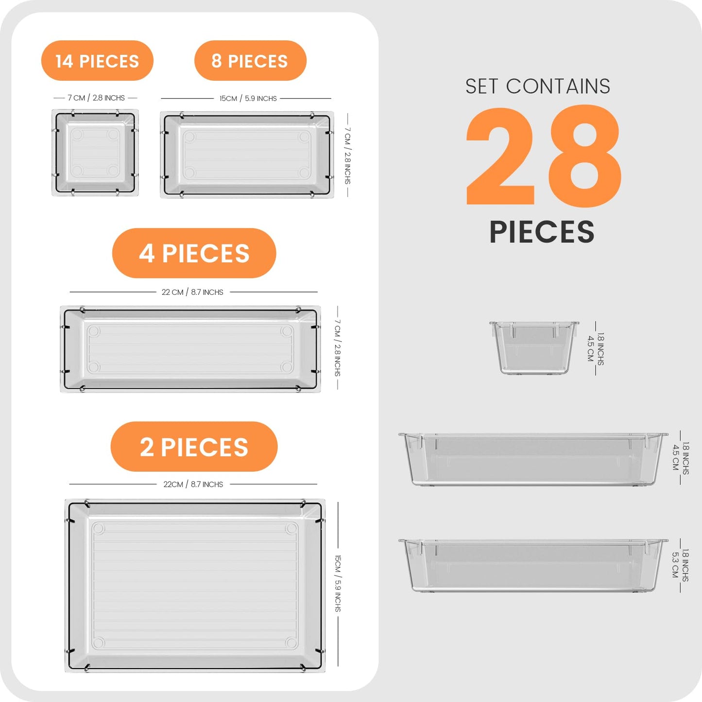 A-LuGei 【Crystal Design】 Clear Drawer Organizer,【Military Grade】 Acrylic Makeup Organizer, Bathroom Organizers and Storage, Organization and Storage, Organizer Bins for Office Vanity Kitchen Bedroom